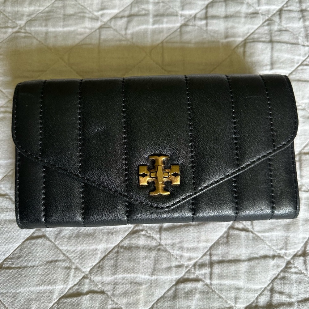 Tory Burch Black Quilted Envelope Wallet